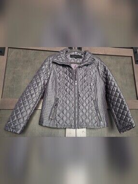 Marc New York Andrew Marc Quilted Jacket Women's Small Gray Lightweight Zip Coat